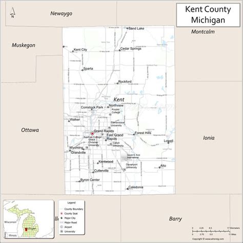 Map Of Kent County Michigan Showing Cities Highways Important