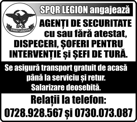 Angajare Spqr Legion Angajeaza Agenti De Securitate Cu Sau Fara Anuntulro