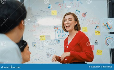 Businesswoman Answering Question With Confident At Business Meeting