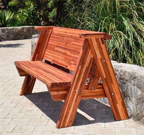 Rustic Redwood Bench Custom Garden Seating