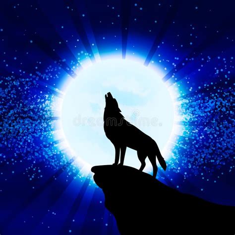 Wolf Howling At Full Moon Stock Illustration Illustration Of Ululate