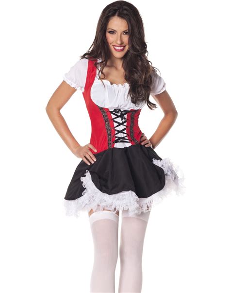 Beer Maiden Red Black Oktoberfest Bar Wench Halloween Costume
