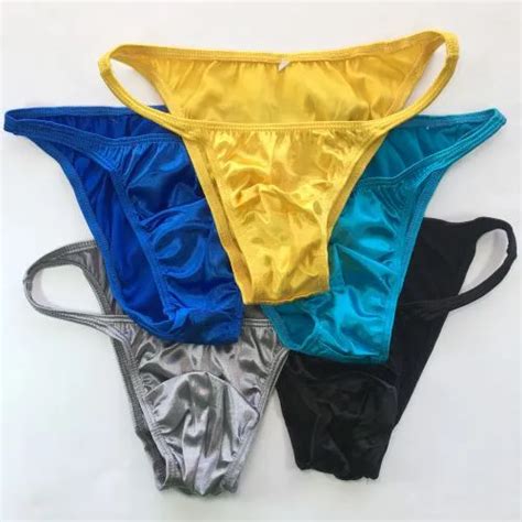 Clothing Shoes And Jewelry Yizyif Mens Shiny Satin Pouch Micro Thong Underwear Enhancing Bikini T