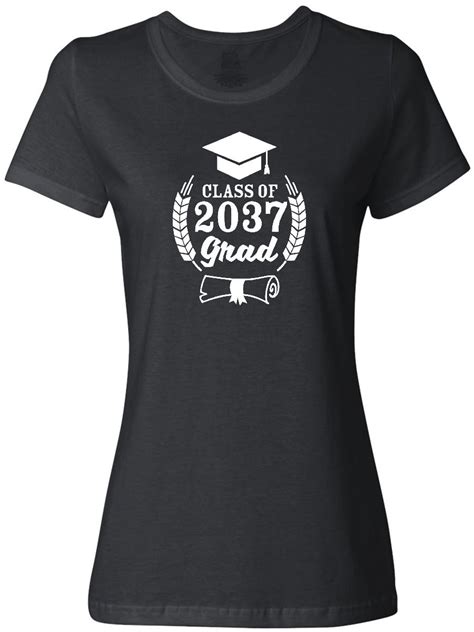 Inktastic Class Of 2037 Grad With Diploma And Graduation Cap Womens T