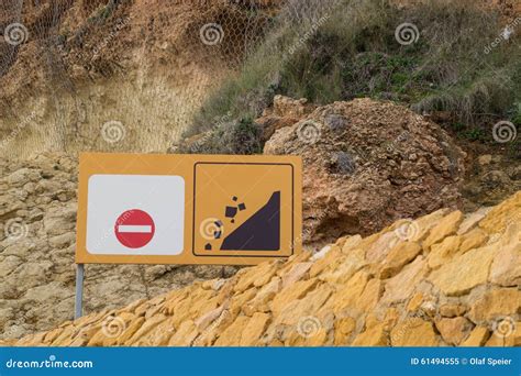 Landslide Warning Sign Stock Image Image Of Hazardous 61494555