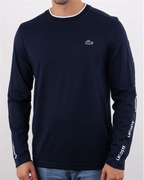 Lacoste Long Sleeve Taping T Shirt In Navy 80s Casual Classics
