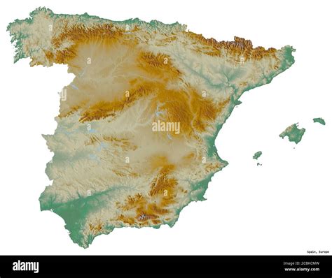Shape Of Spain With Its Capital Isolated On White Background
