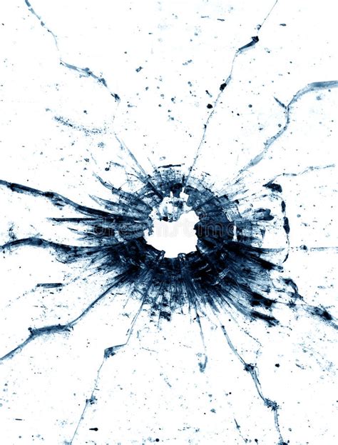 Large Bullet Hole In Glass Background Stock Image Image