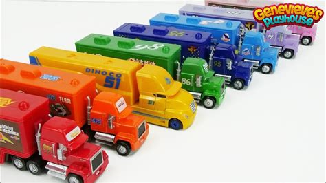 Disney Cars Toy Trucks Color Learning Video For Kids