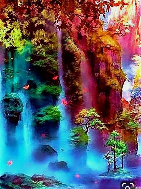 Waterfalls Bright Colors Beautiful Nature Wallpaper Beautiful