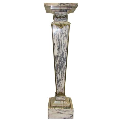 White Purple Marble Column Pedestal 20th Century For Sale At 1stdibs