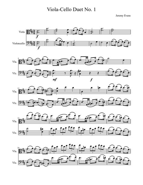 Viola Cello Duet No 1 Sheet Music For Viola Solo Download And