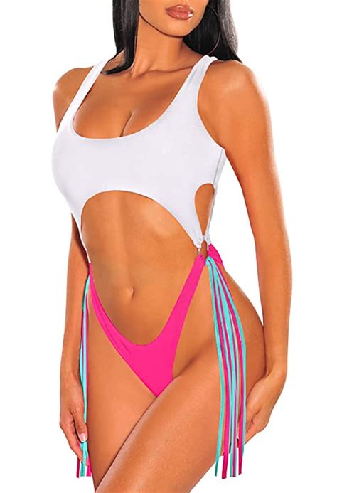 buy sovoyontee women s sexy cheeky one piece bikini swimsuit bathing suit monokini 03 white xl