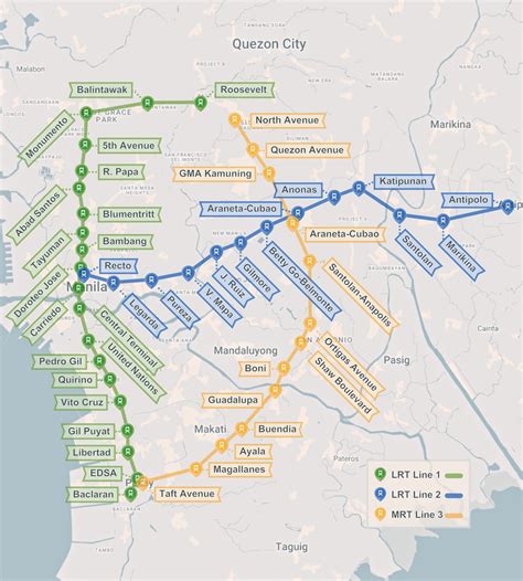 Map Guide To Manilas Lrt And Mrt Stations Deiville