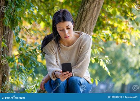 Young Woman Waiting A Message From Her Boyfriend Stock Photo Image Of