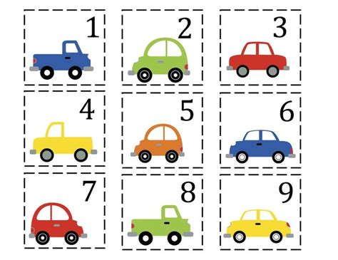 Car Number Cards Preschool Printables Vervoer Thema Thema Lesideeën