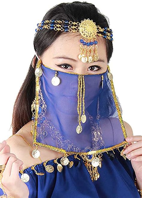 Amazon Com Silk Belly Dance Sexy Face Veil Mask Costume Womens Girls