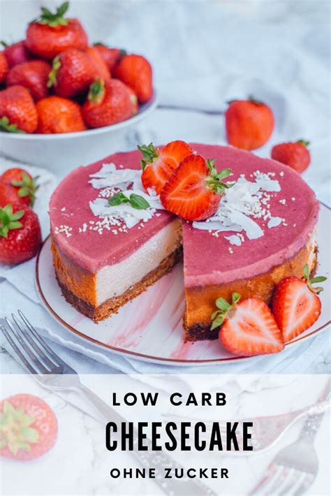 Low Carb Cheesecake Mit Erdbeerspiegel Zuckerfrei