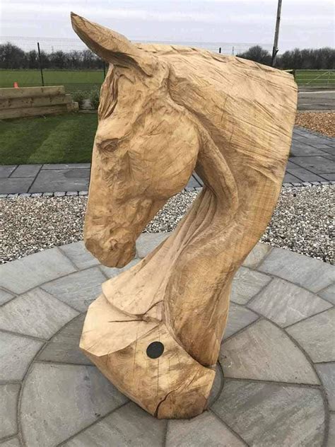 Stunning Bespoke Horse Head Wood Carving Sculpture