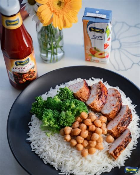 Sunny Bbq Chicken With Rice Broccoli And Roasted Sunny Chickpeas Recipe Sunny Food Canners