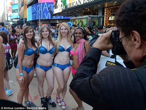 National Underwear Day Crowds Descend On Times Square In Nothing But