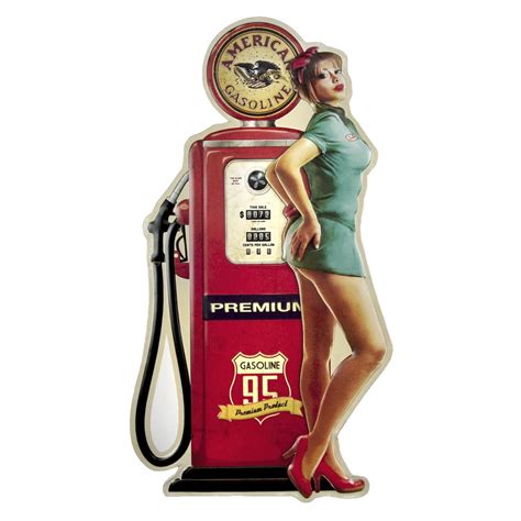 Schilder Sammeln And Seltenes Modern Ab 1960 Gas Pump Pin Up Girl Blech
