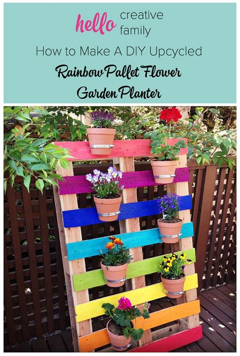 How To Make A Diy Upcycled Rainbow Pallet Flower Garden Planter Hello