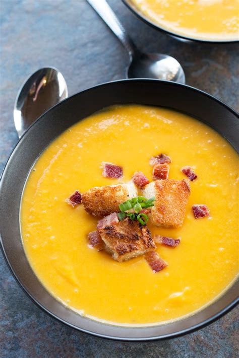 Roasted Butternut Squash Soup With Bacon Croutons Cake N Knife