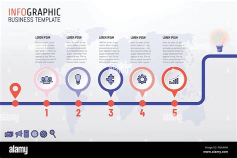 Timeline Infographics Template Design With 5 Steps Start To End Point