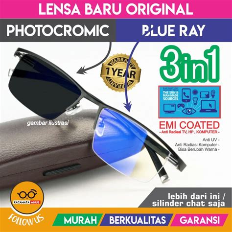 Jual Lensa Kacamata Photocromic Blueray Lensa 3 In 1 Blucromic