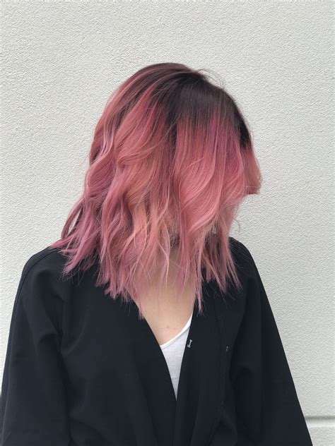 Dark Roots Pink Hair Pink And Orange Hair Dark Pink Hair Pink Hair