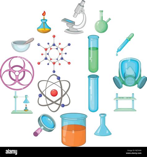Laboratorio De Química Conjunto De Iconos De Estilo De Dibujos