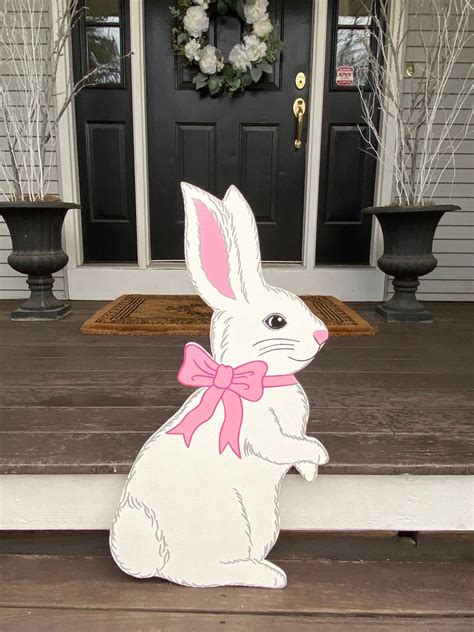 Easter Bunny Wood Outdoor Lawn Decoration Etsy