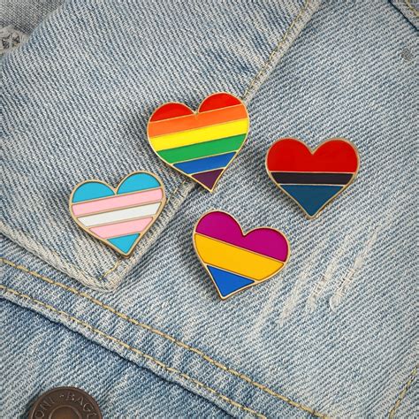 Lgbt Pride Lesbian Gay Rainbow Heart Brooch Colorful Icon Enamel Pin