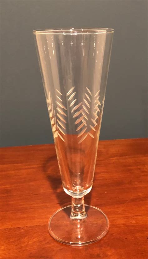 Etched Glass Footed Pilsner Glass Etsy