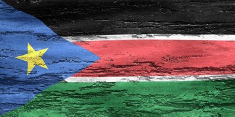 3dilustração de uma bandeira de tecido ondulante realista da bandeira do sudão do sul foto premium