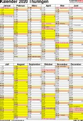 Oversigtskalender for 2021 med ugenumre og danske helligdage. Kalender 2020 Thüringen: Ferien, Feiertage, Excel-Vorlagen