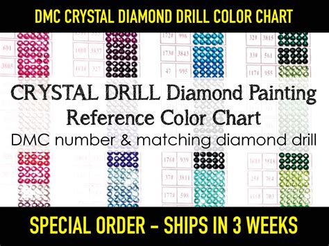 Dmc Color Charts With Crystal Diamond Drills For Diamond Painting Drill