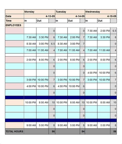 Employee Schedule Templates 14 Free Sample Example Format Download