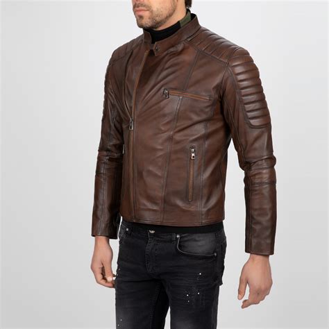 Asymmetrical Zip Up Leather Jacket Chestnut S Paul Parker