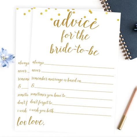 Advice For The Bride To Be Statements Gold Confetti Printable