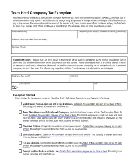 Free 8 Sample Tax Exemption Forms In Pdf Ms Word