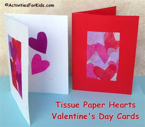 Tissue Paper Hearts Valentine Card Kids Craft