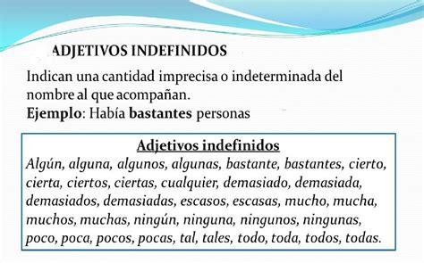 30 Ejemplos De Adjetivos Indefinidos Adjetivos Vocabulario Español
