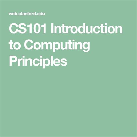 Cs101 Introduction To Computing Principles Principles Introduction