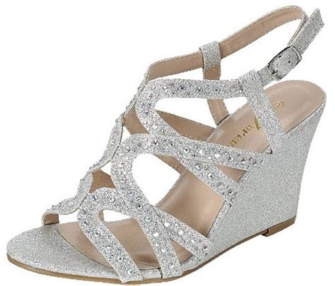 Buy Silver Wedge Sandals Wedding In Stock