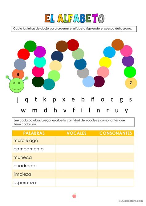 El Alfabeto Español Español Ele Hojas De Trabajo Pdf And Doc