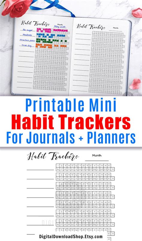 Mini Habit Trackers Printable 12 Bullet Journal Printable Etsy