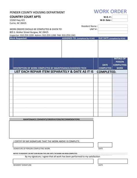 Work Order Templates Download Pdf Work Order Format