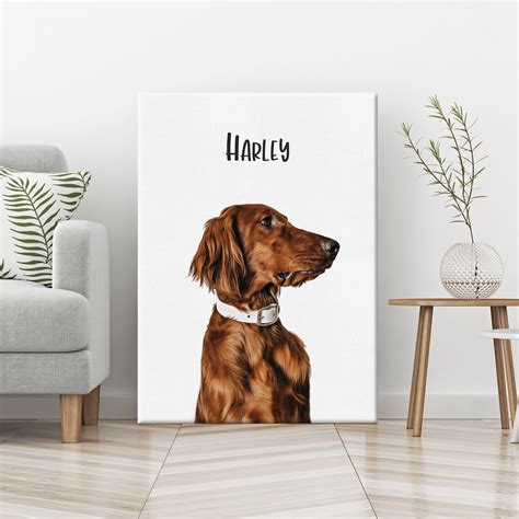 Pet Portrait Custom And Personalized Pet Dog Wall Art Canvas Etsy